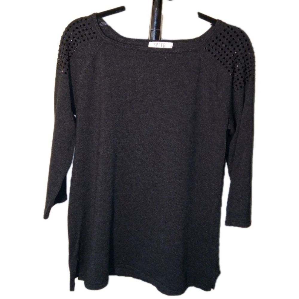 SPENSE Grey 3/4 Length Sleeve Sweater Medium
